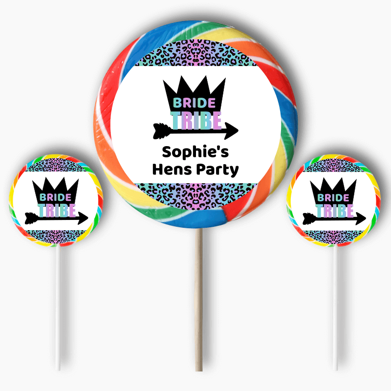 Personalised Rainbow Bride Tribe Hens Party Round Stickers