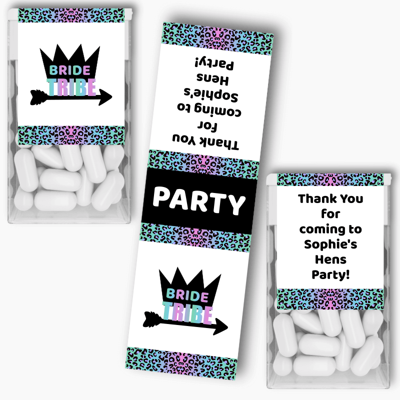 Personalised Rainbow Bride Tribe Hens Party Tic Tac Labels