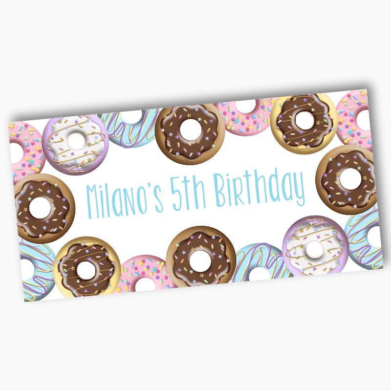 Personalised Rainbow Donut Party Banners
