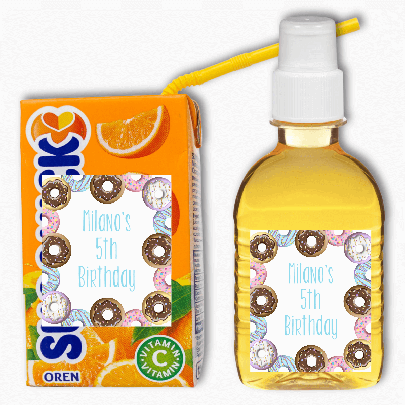 Rainbow Donut Party Rectangle Favour Stickers