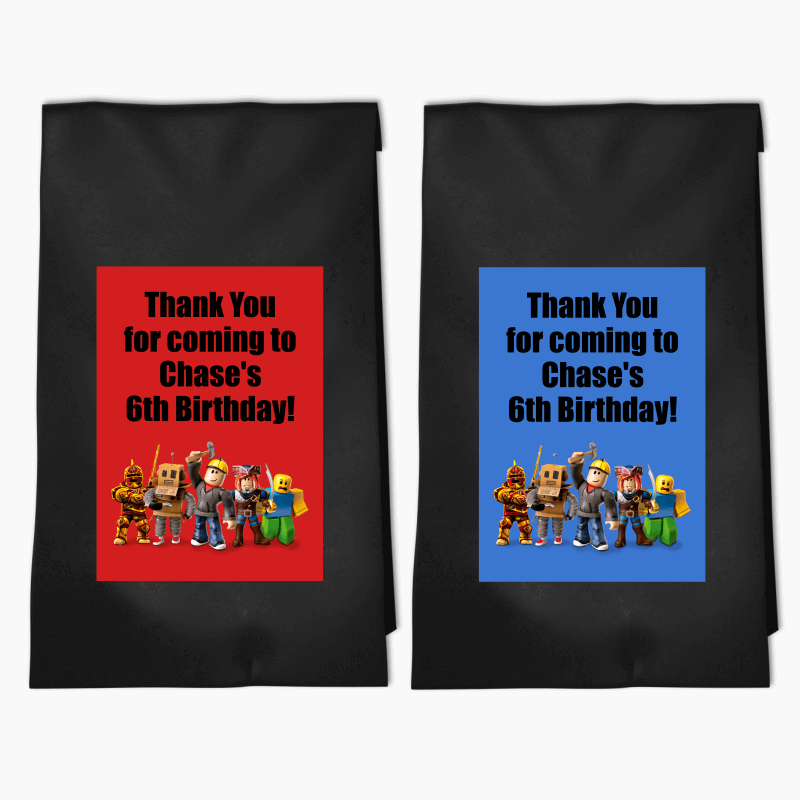 Personalised Roblox Birthday Party Bags &amp; Labels