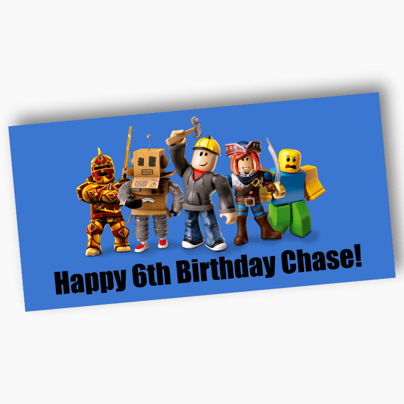 Personalised Roblox Birthday Party Banners - Blue