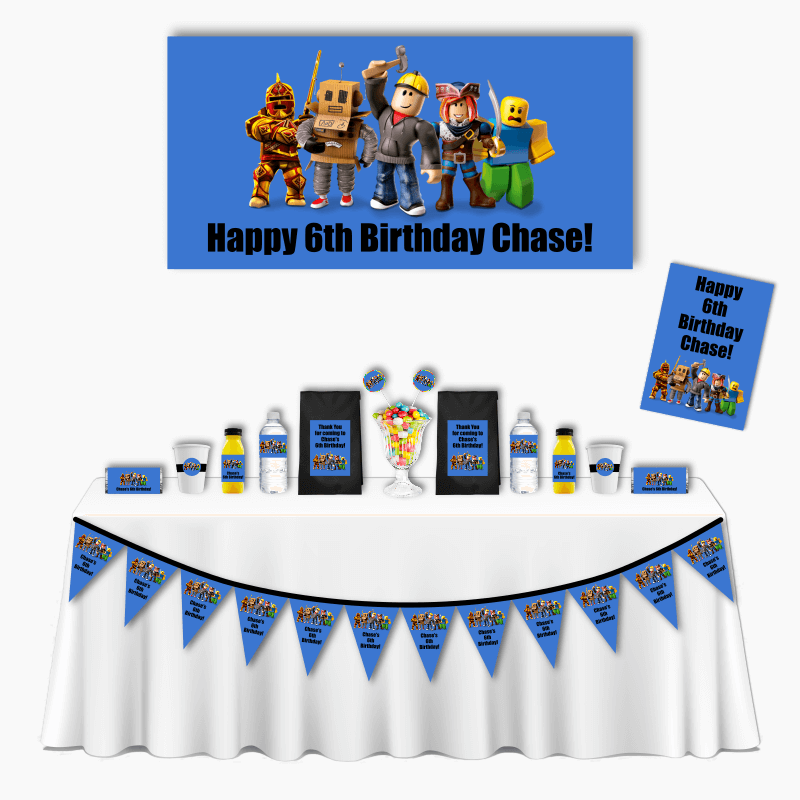 Personalised Roblox Deluxe Birthday Party Pack - Blue