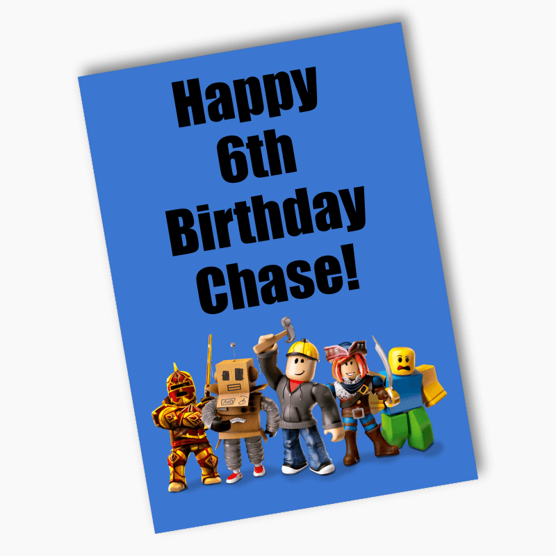 Personalised Roblox Birthday Party Posters - Blue