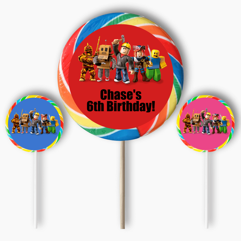 Personalised Roblox Birthday Party Round Stickers