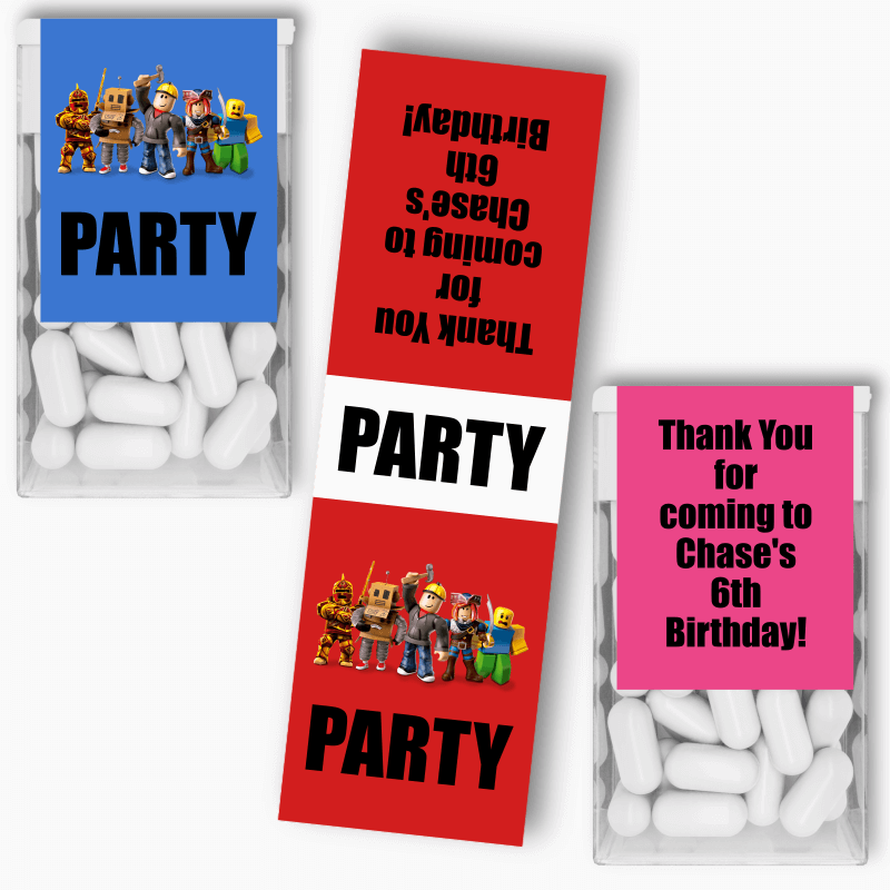 Personalised Roblox Birthday Party Tic Tac Labels