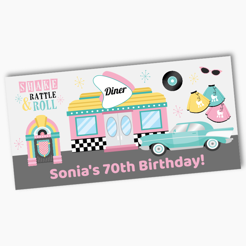 Personalised 1950s Rock &amp; Roll Party Banners