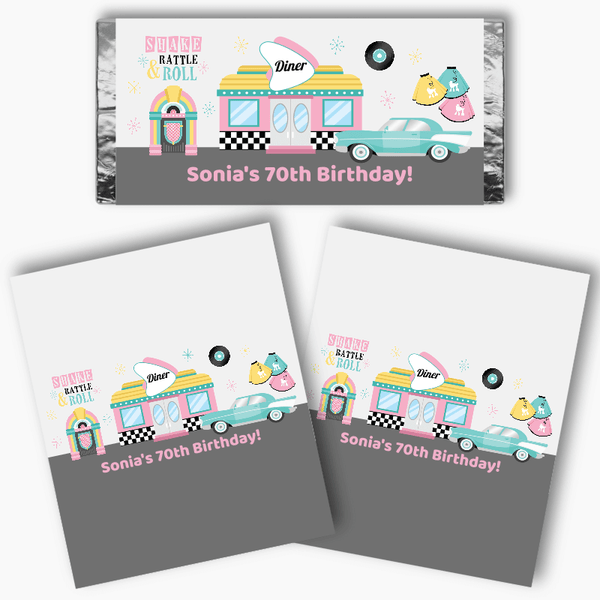 1950s Rock & Roll Chocolate Labels | Custom Party Favours - Katie J ...