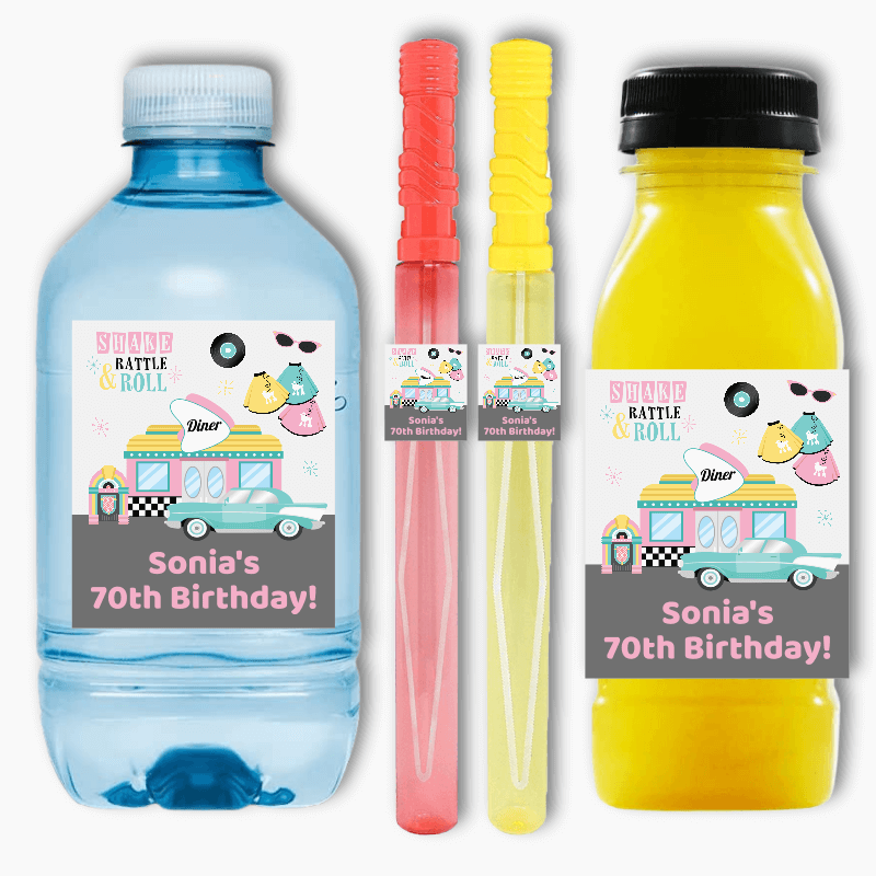 Rock & Roll 1950s Birthday Party Rectangle Favour Stickers