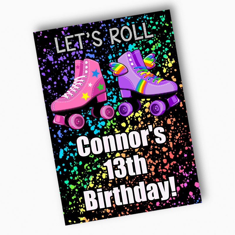 Roller Skate Birthday Party Poster - Black