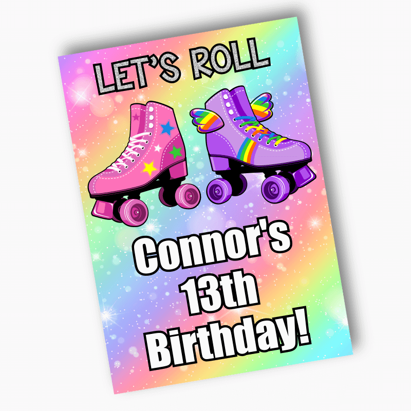 Roller Skate Birthday Party Poster - Black