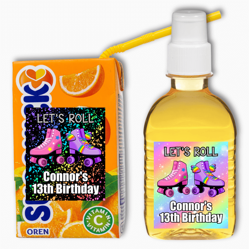 Roller Skate Birthday Party Rectangle Favour Stickers