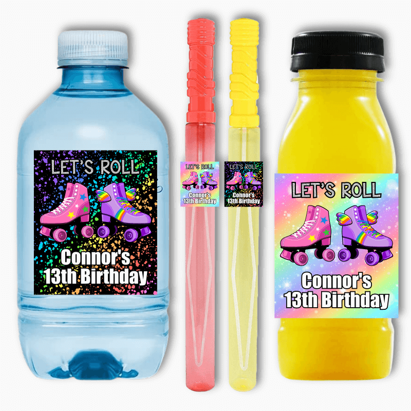 Roller Skate Birthday Party Rectangle Favour Stickers