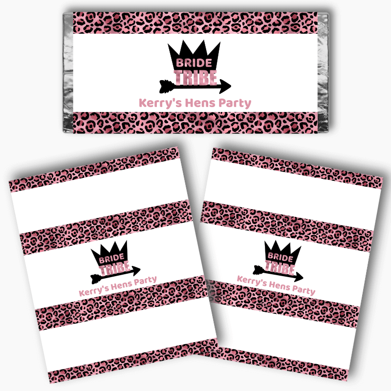 Personalised Rose Pink Bride Tribe Hens Party Mini Chocolate Labels