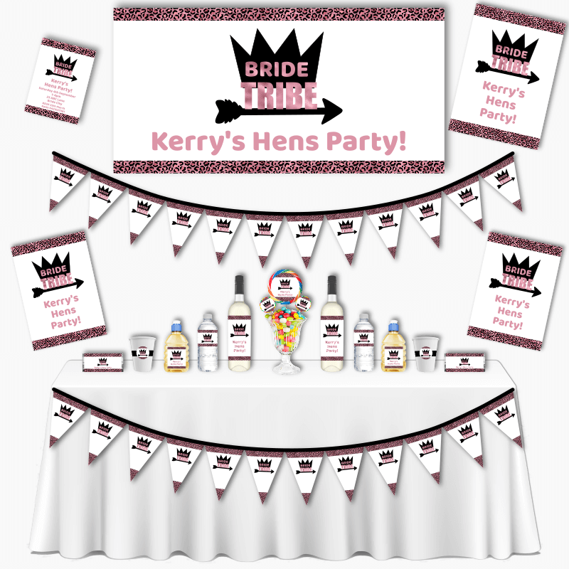 Personalised Rose Pink Bride Tribe Grand Hens Party Pack