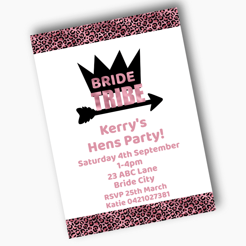Personalised Rose Pink Bride Tribe Hens Party Invites