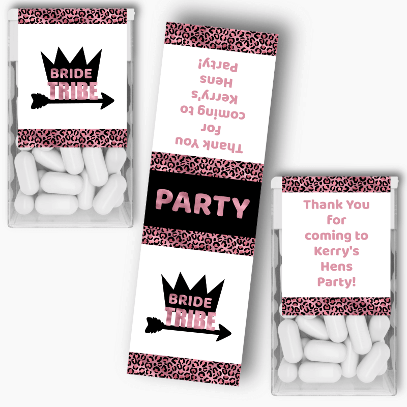 Personalised Rose Pink Bride Tribe Hens Party Tic Tac Labels