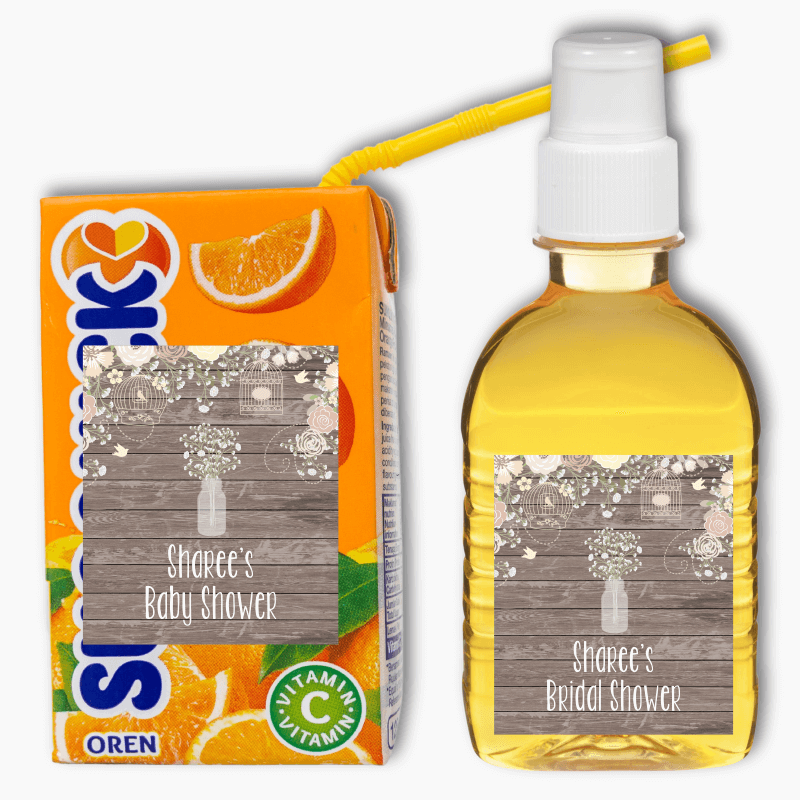 Rustic Timber & Baby's Breath Rectangle Favour Stickers