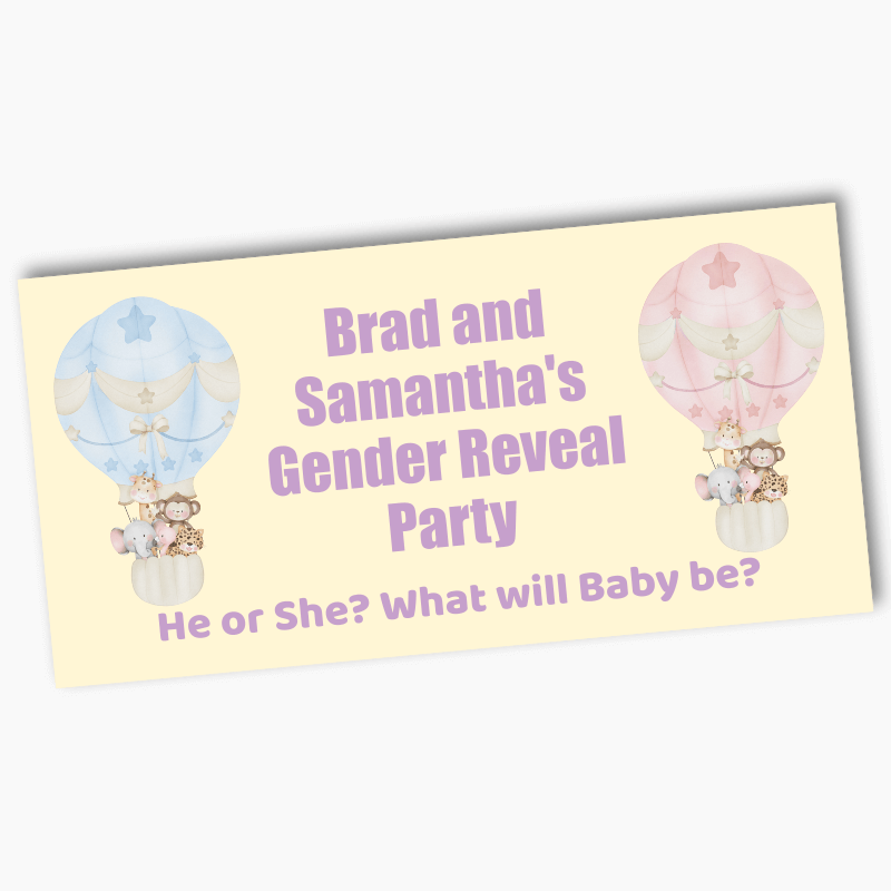 Personalised Safari Animals Gender Reveal Party Banners