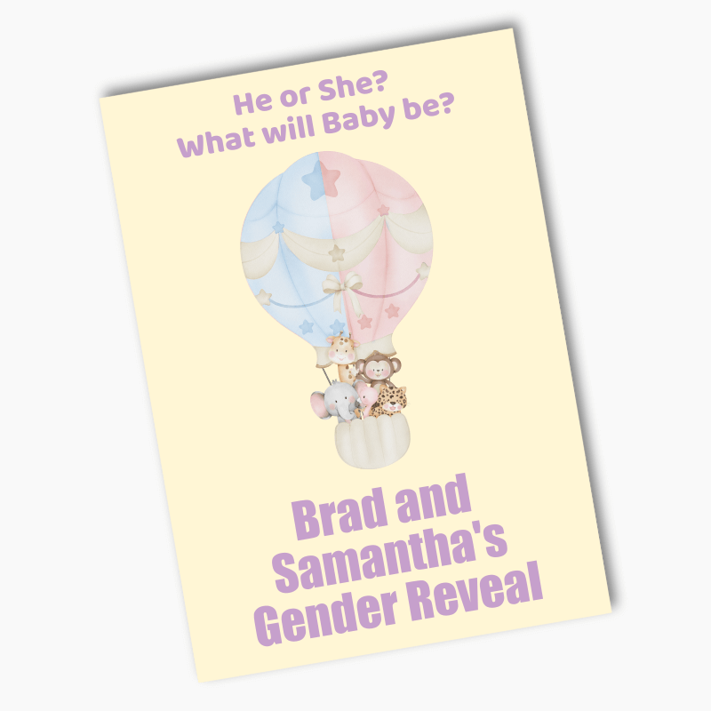 Personalised Safari Animals Gender Reveal Party Posters