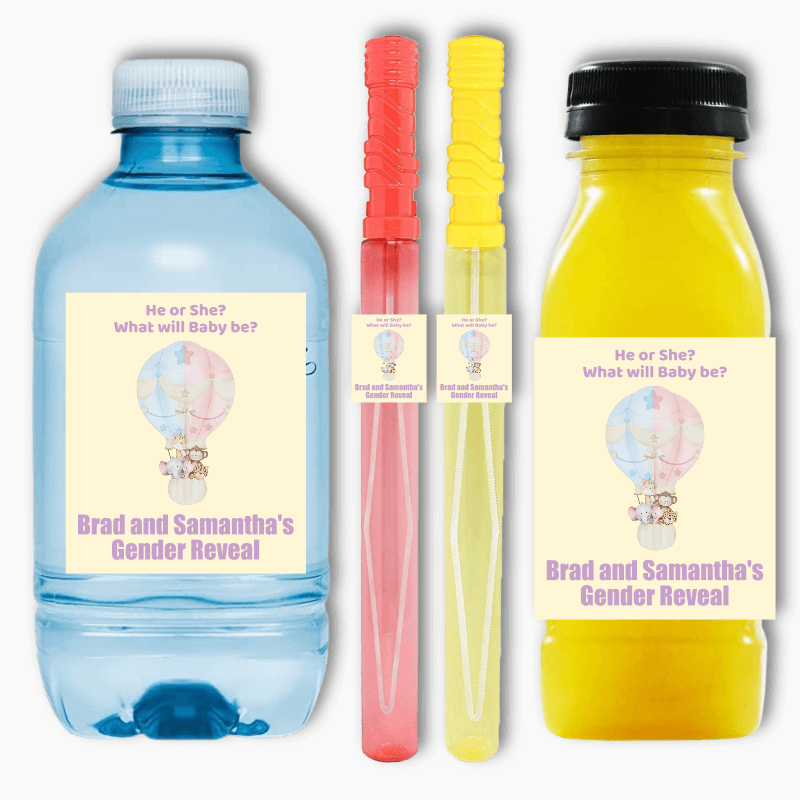 Safari Animals Gender Reveal Party Rectangle Favour Stickers