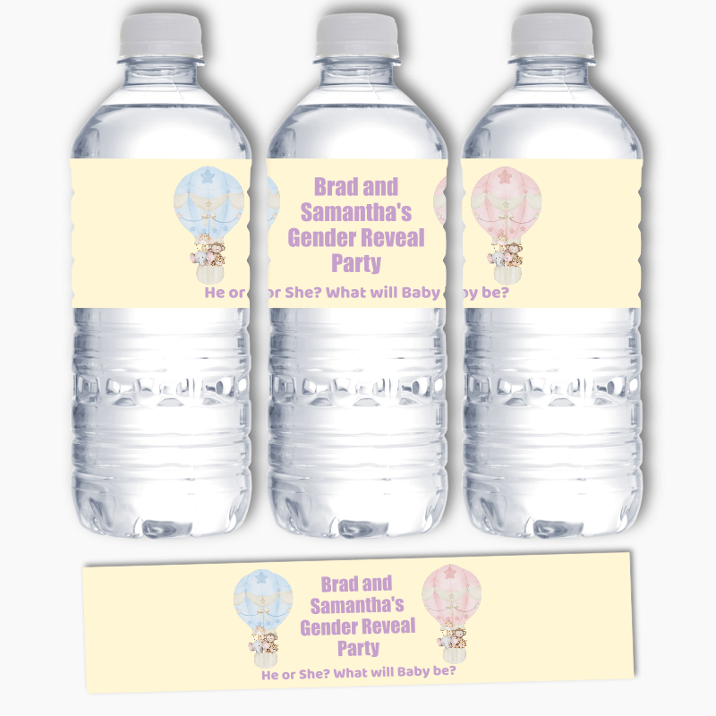 Personalised Safari Animals Gender Reveal Water Labels