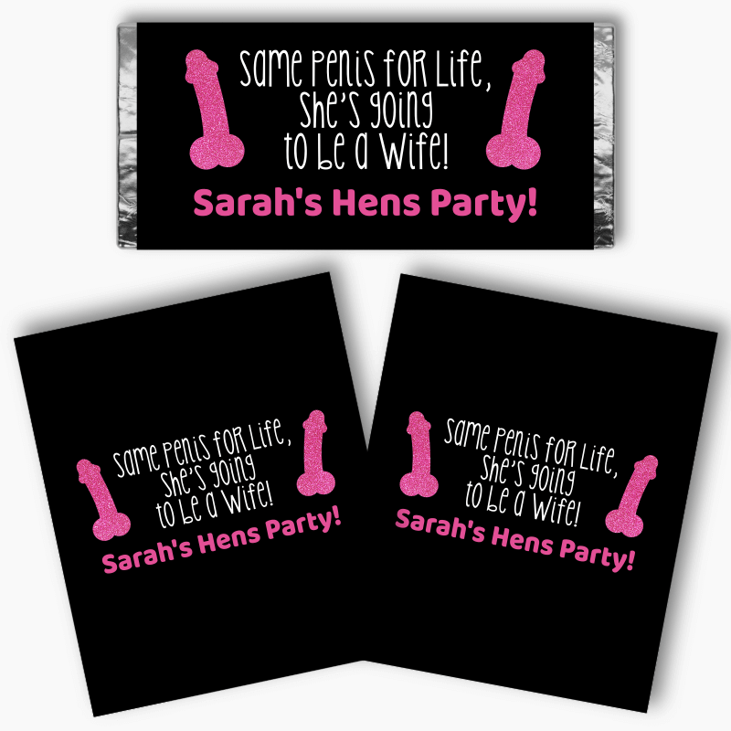 Personalised Same Penis for Life Hens Party Mini Chocolate Labels