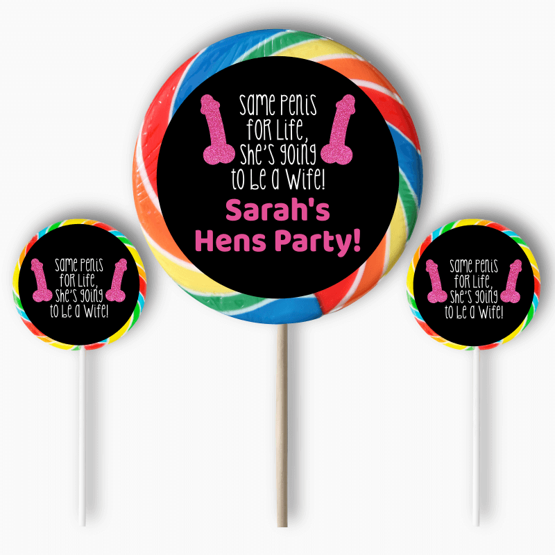 Personalised Same Penis for Life Hens Party Round Stickers