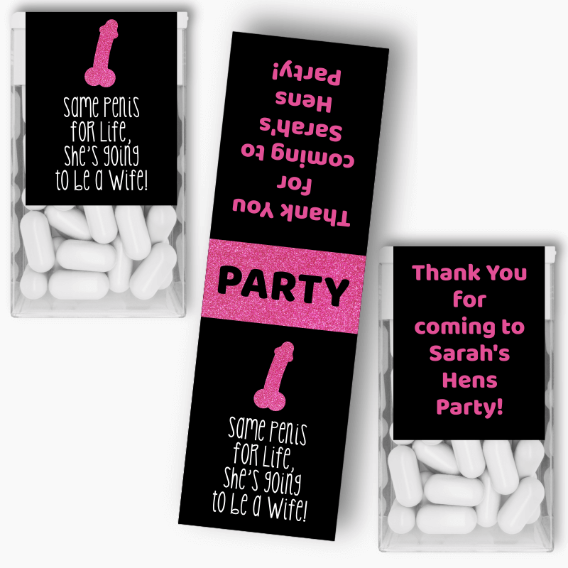 Personalised Same Penis for Life Hens Party Tic Tac Labels