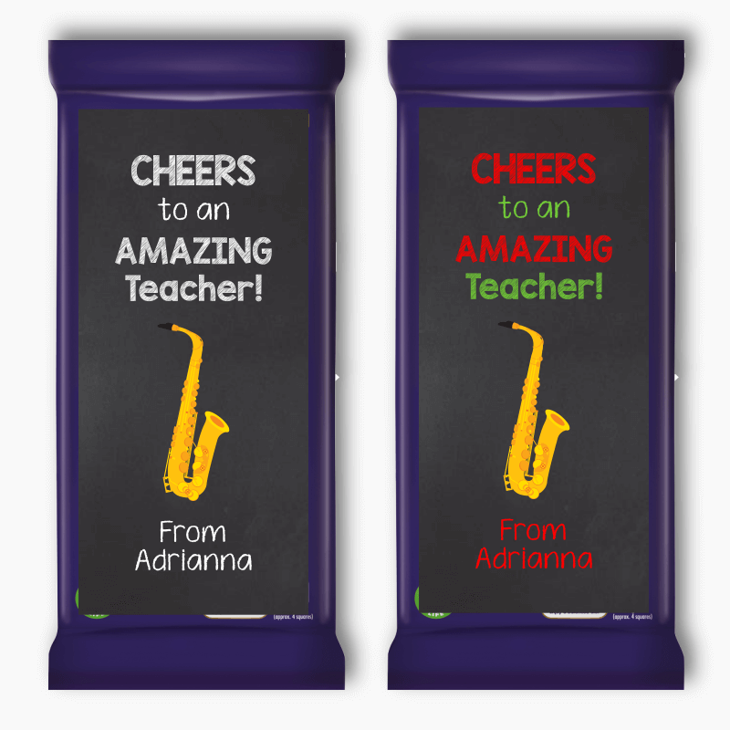 Saxophone Teachers Gift Cadbury Chocolate Labels