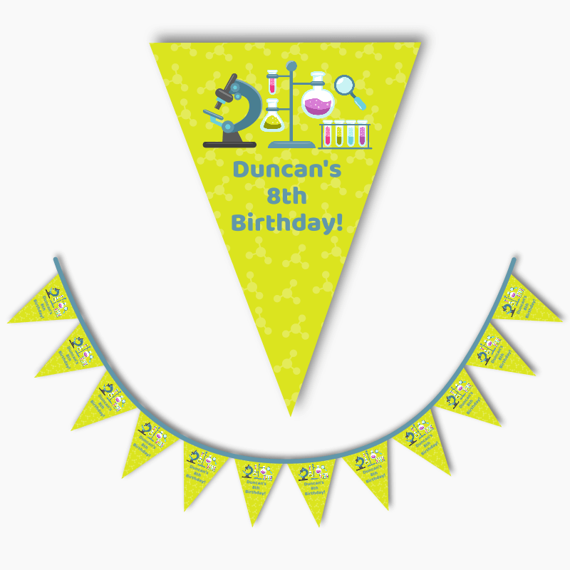 Personalised Science Birthday Party Flag Bunting