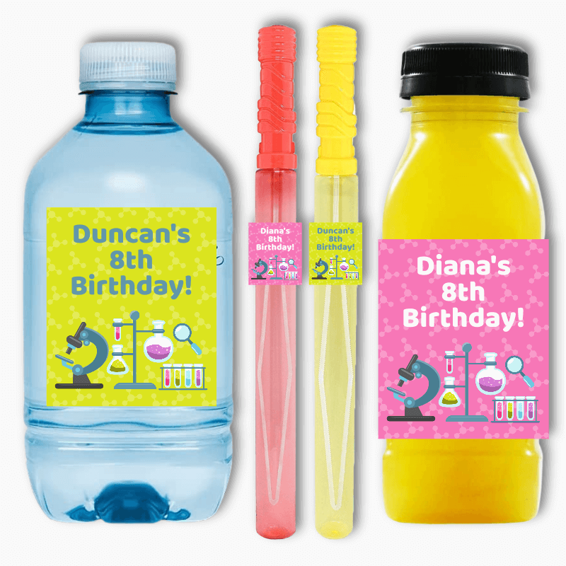 Science Party Rectangle Favour Stickers