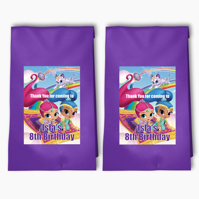 Personalised Shimmer and Shine Party Bags &amp; Labels