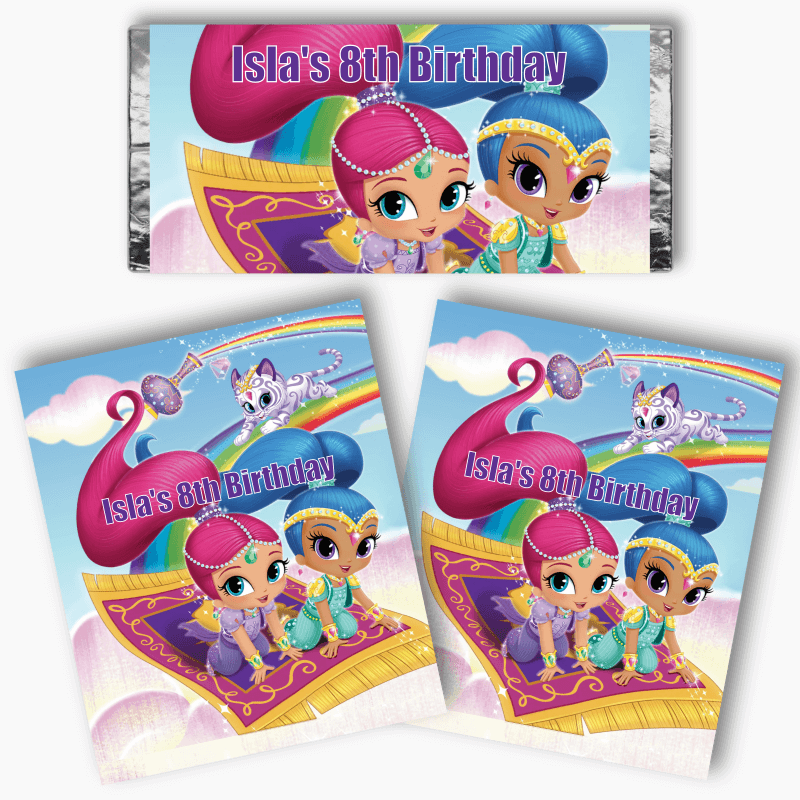 Personalised Shimmer and Shine Party Mini Chocolate Labels