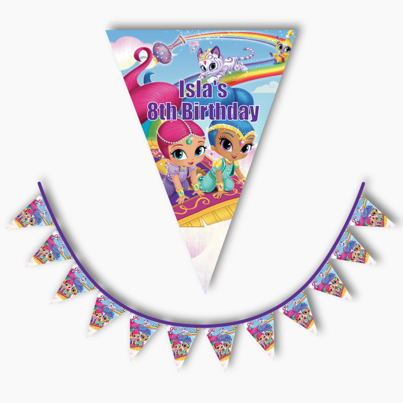 Personalised Shimmer and Shine Party Flag Bunting
