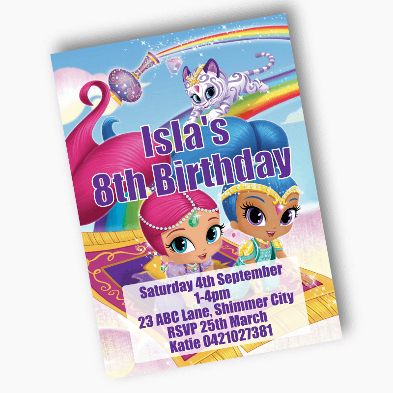 Personalised Shimmer and Shine Party Invites