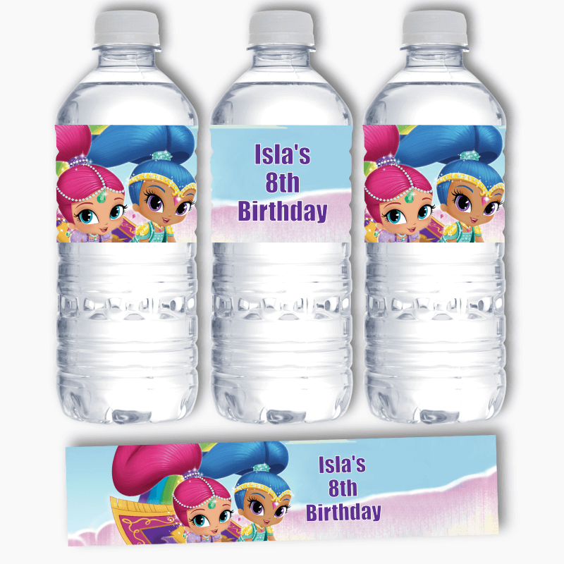 Personalised Shimmer and Shine Party Water Labels