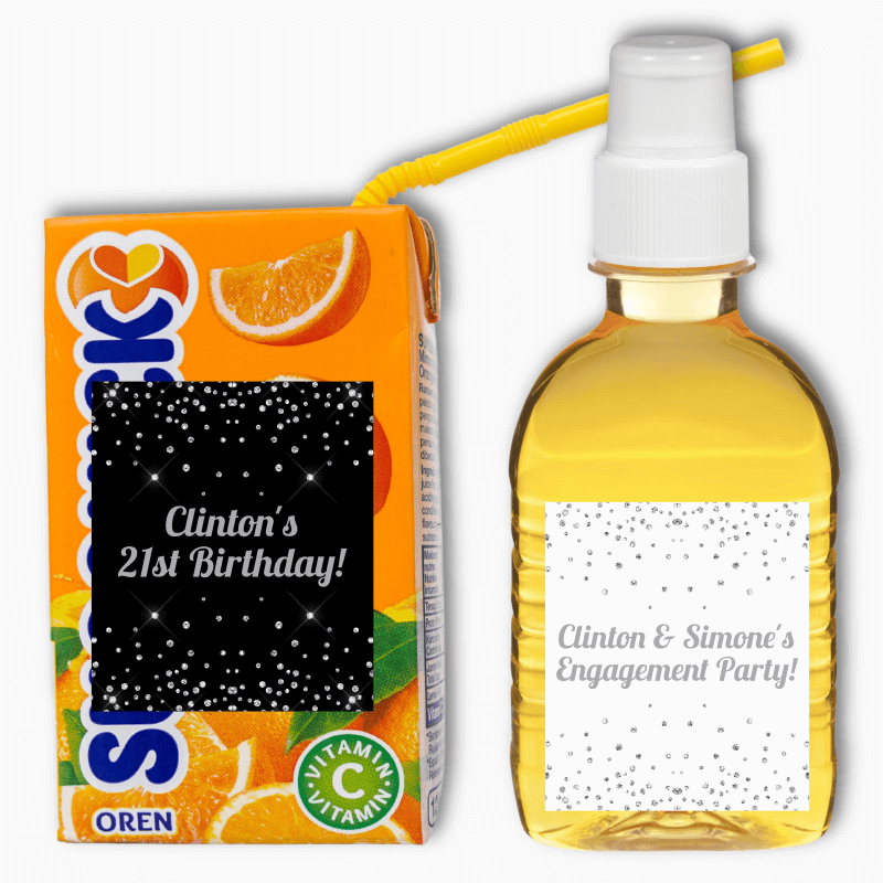 Silver Confetti Party Rectangle Favour Stickers