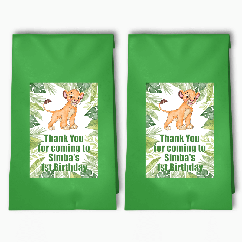 Personalised Simba the Lion King Party Bags & Labels