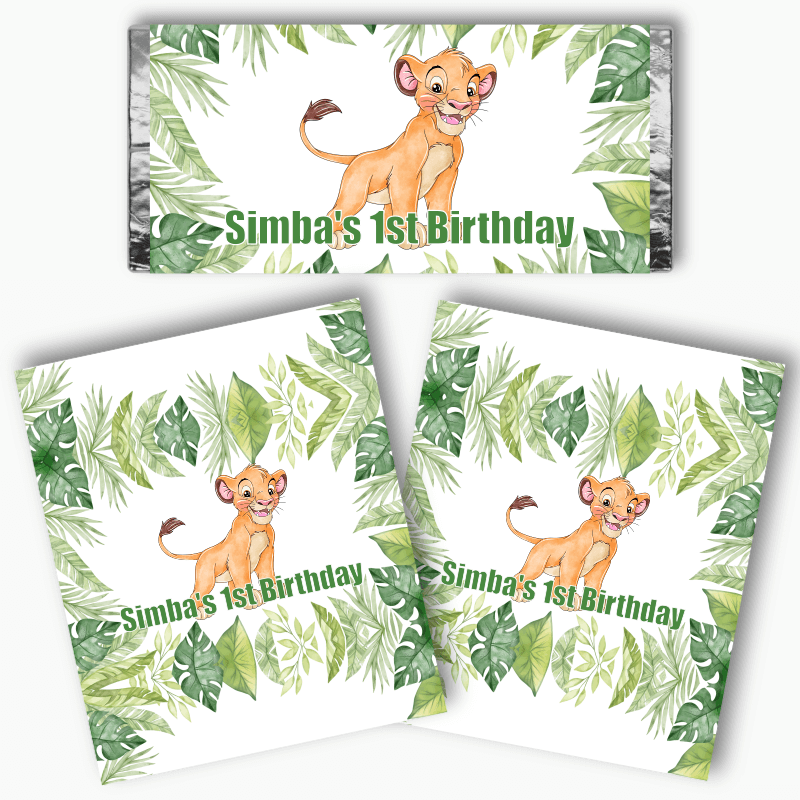 Personalised Simba the Lion King Party Mini Chocolate Labels