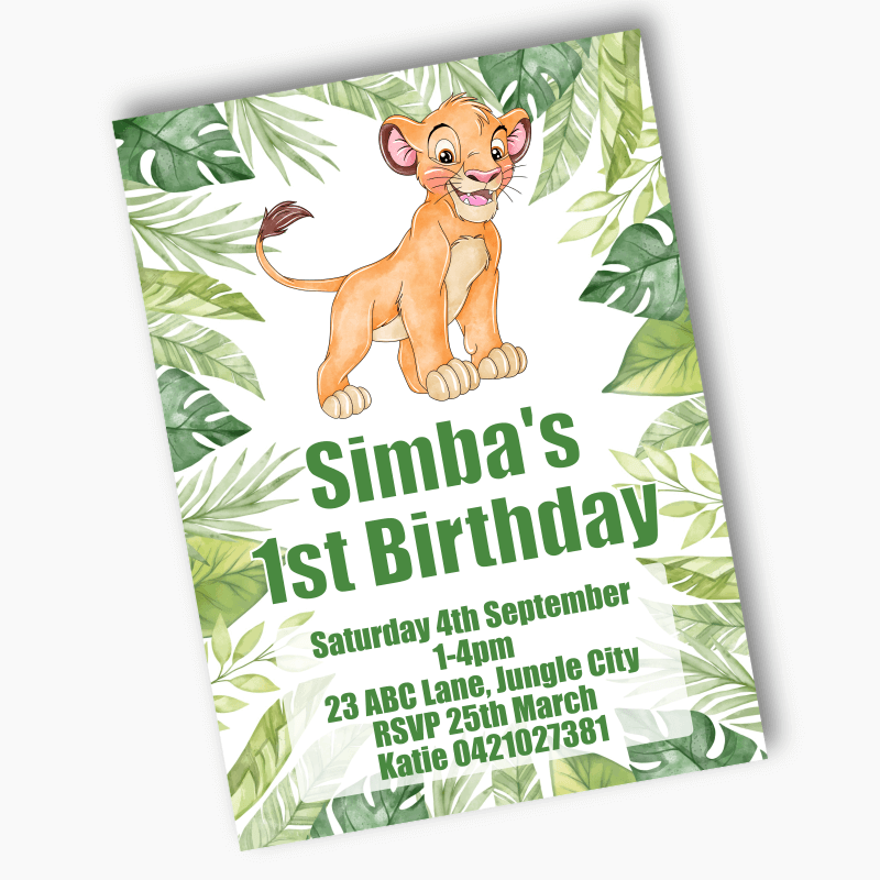 Personalised Simba the Lion King Party Invites
