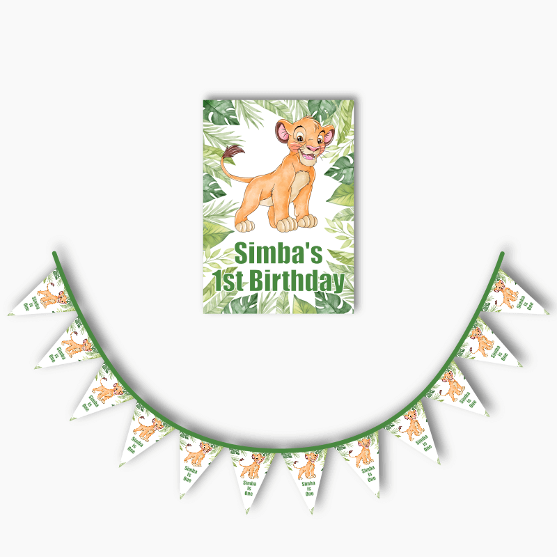 Personalised Simba the Lion King Party Poster & Bunting Combo
