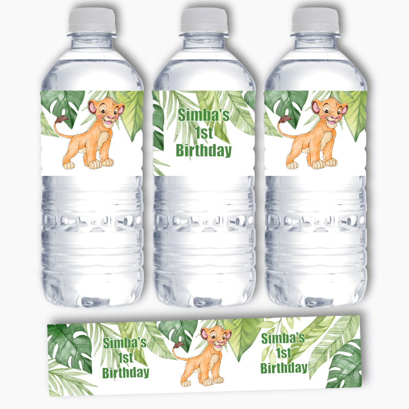 Personalised Simba the Lion King Party Water Labels