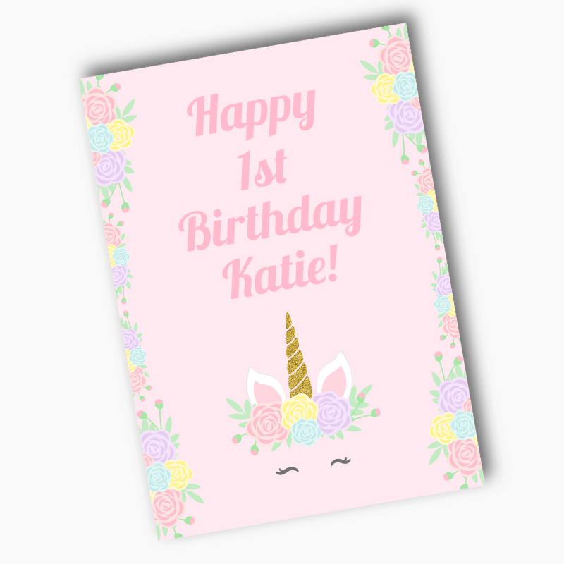 Personalised Sleeping Unicorn Birthday Party Posters