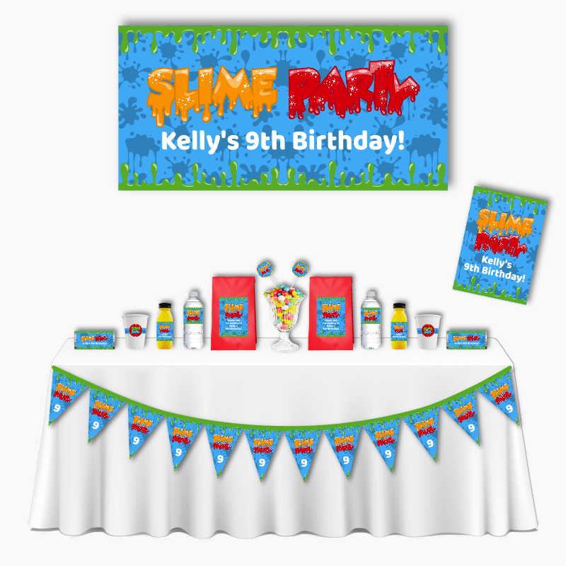 Personalised Blue Slime Deluxe Birthday Party Pack