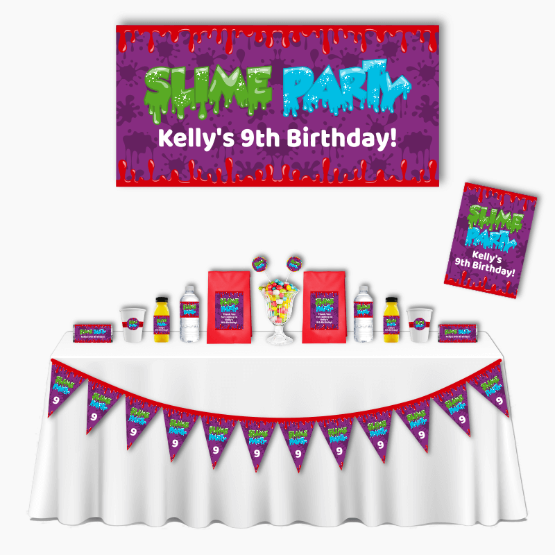 Personalised Purple Slime Deluxe Birthday Party Pack