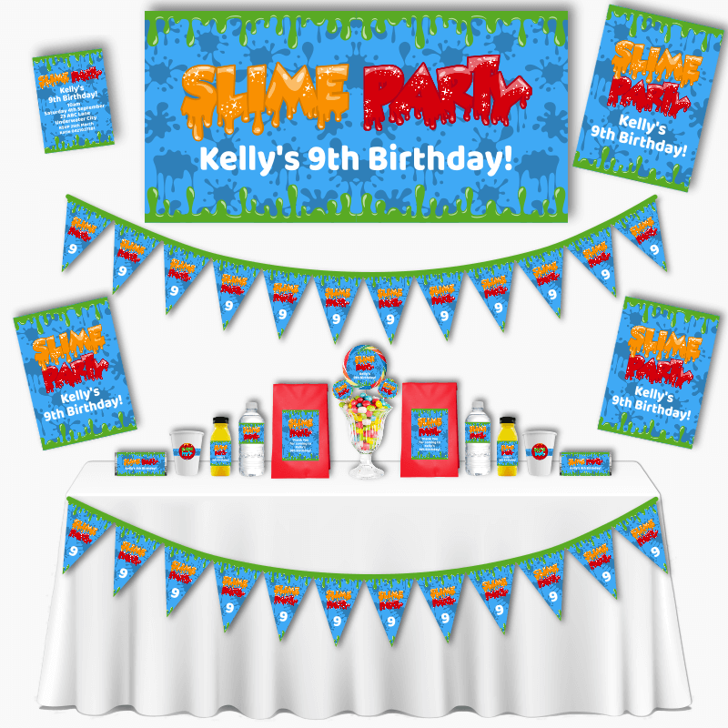 Personalised Blue Slime Grand Birthday Party Pack