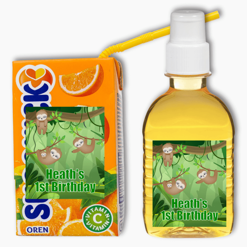 Sloth Birthday Party Rectangle Favour Stickers