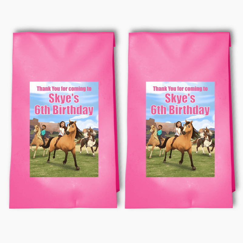 Personalised Spirit Riding Free Party Bags &amp; Labels