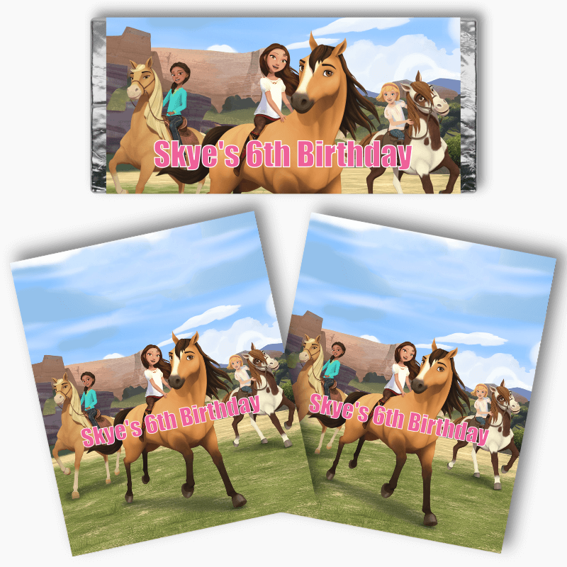 Personalised Spirit Riding Free Party Mini Chocolate Labels